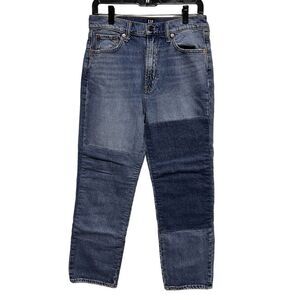 Gap Cheeky Straight Patchwork Jeans Womens 8/29 Blue High Rise Colorblock‎ Denim